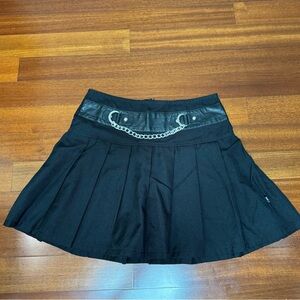 Royal Bones Pleated Chain Mini Skater Skirt